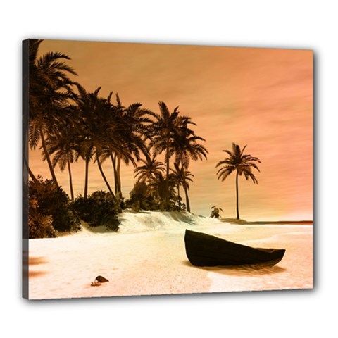 Wonderful Sunset Over The Beach, Tropcal Island Canvas 24  X 20  by FantasyWorld7