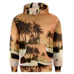 Wonderful Sunset Over The Beach, Tropcal Island Men s Pullover Hoodie by FantasyWorld7