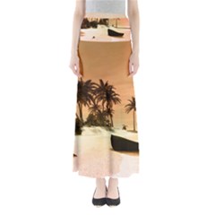 Wonderful Sunset Over The Beach, Tropcal Island Maxi Skirts by FantasyWorld7