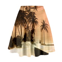 Wonderful Sunset Over The Beach, Tropcal Island High Waist Skirt