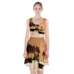 Wonderful Sunset Over The Beach, Tropcal Island Racerback Midi Dress by FantasyWorld7