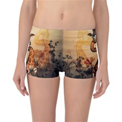 Funny, Cute Giraffe With Sunglasses And Flowers Reversible Boyleg Bikini Bottoms