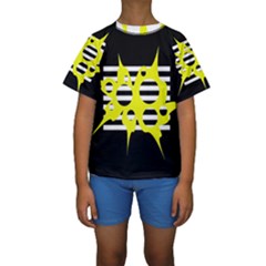 Yellow Abstraction Kid s Short Sleeve Swimwear