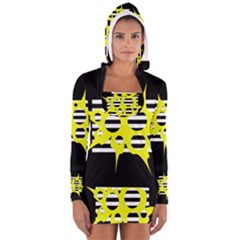 Yellow Abstraction Women s Long Sleeve Hooded T-shirt