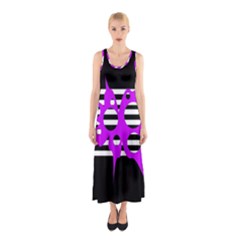 Purple Abstraction Sleeveless Maxi Dress