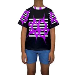 Purple Abstraction Kid s Short Sleeve Swimwear