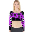 Purple abstraction Long Sleeve Crop Top View1