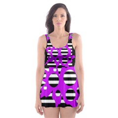 Purple Abstraction Skater Dress Swimsuit by Valentinaart