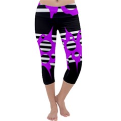 Purple Abstraction Capri Yoga Leggings