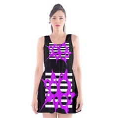 Purple Abstraction Scoop Neck Skater Dress