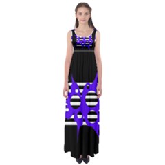 Blue Abstract Design Empire Waist Maxi Dress