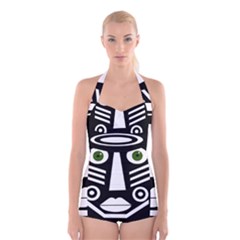 Mask Boyleg Halter Swimsuit 