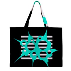 Cyan Abstract Design Zipper Mini Tote Bag