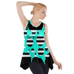 Cyan Abstract Design Side Drop Tank Tunic