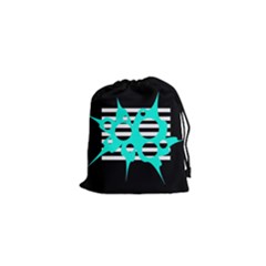 Cyan Abstract Design Drawstring Pouches (xs) 