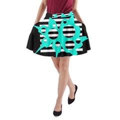 Cyan Abstract Design A-line Pocket Skirt by Valentinaart