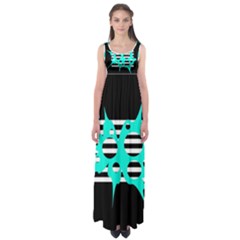 Cyan Abstract Design Empire Waist Maxi Dress by Valentinaart