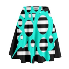 Cyan Abstract Design High Waist Skirt by Valentinaart