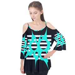 Cyan Abstract Design Flutter Tees