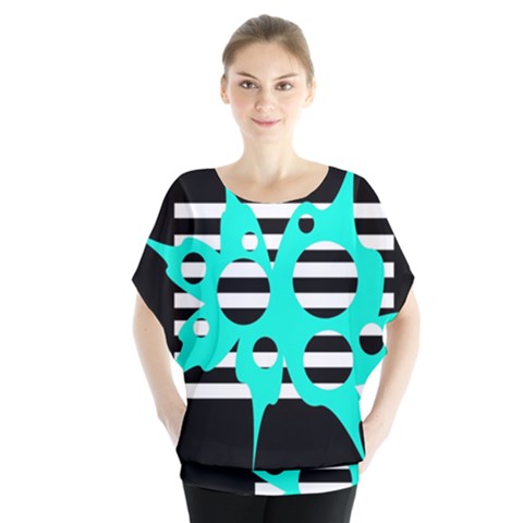 Cyan Abstract Design Blouse by Valentinaart