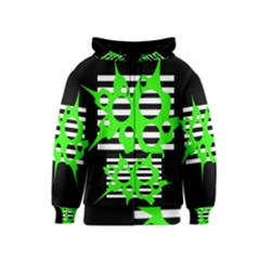 Green Abstract Design Kids  Zipper Hoodie