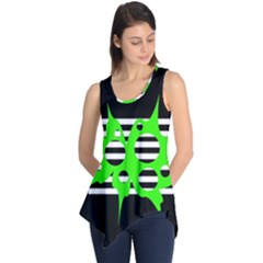 Green Abstract Design Sleeveless Tunic