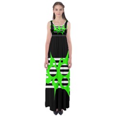 Green Abstract Design Empire Waist Maxi Dress