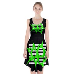 Green Abstract Design Racerback Midi Dress