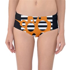 Orange Abstract Design Mid-waist Bikini Bottoms by Valentinaart