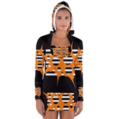 Orange Abstract Design Women s Long Sleeve Hooded T-shirt by Valentinaart