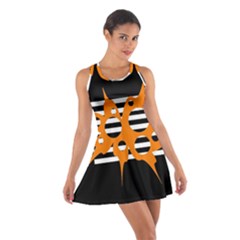 Orange Abstract Design Cotton Racerback Dress