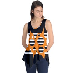 Orange Abstract Design Sleeveless Tunic