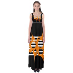 Orange Abstract Design Empire Waist Maxi Dress