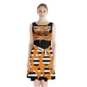 Orange abstract design Sleeveless Waist Tie Dress View1