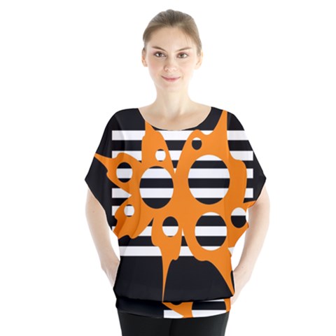 Orange Abstract Design Blouse by Valentinaart