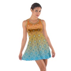 Ombre Fire And Water Pattern Cotton Racerback Dress