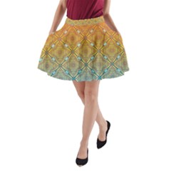 Ombre Fire And Water Pattern A-line Pocket Skirt