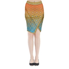 Ombre Fire And Water Pattern Midi Wrap Pencil Skirt by TanyaDraws