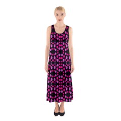 Dots Pattern Pink Sleeveless Maxi Dress