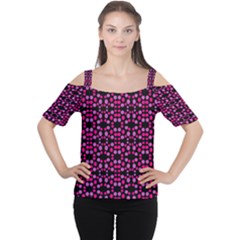 Dots Pattern Pink Women s Cutout Shoulder Tee