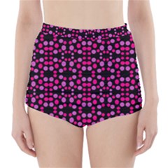 Dots Pattern Pink High-waisted Bikini Bottoms