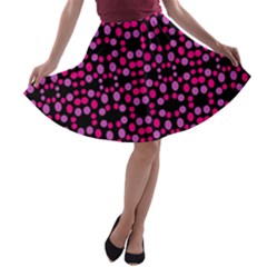 Dots Pattern Pink A-line Skater Skirt