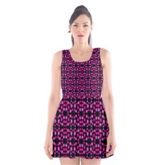 Dots Pattern Pink Scoop Neck Skater Dress