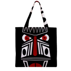 African Red Mask Zipper Grocery Tote Bag by Valentinaart