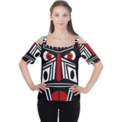 African Red Mask Women s Cutout Shoulder Tee