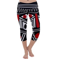 African Red Mask Capri Yoga Leggings