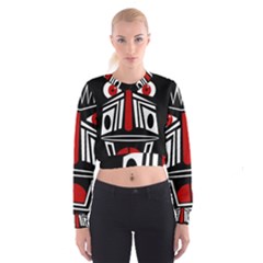 African Red Mask Women s Cropped Sweatshirt