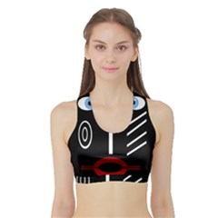 Decorative Mask Sports Bra With Border by Valentinaart