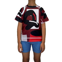 Crazy Abstraction Kid s Short Sleeve Swimwear