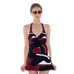 Crazy Abstraction Halter Swimsuit Dress